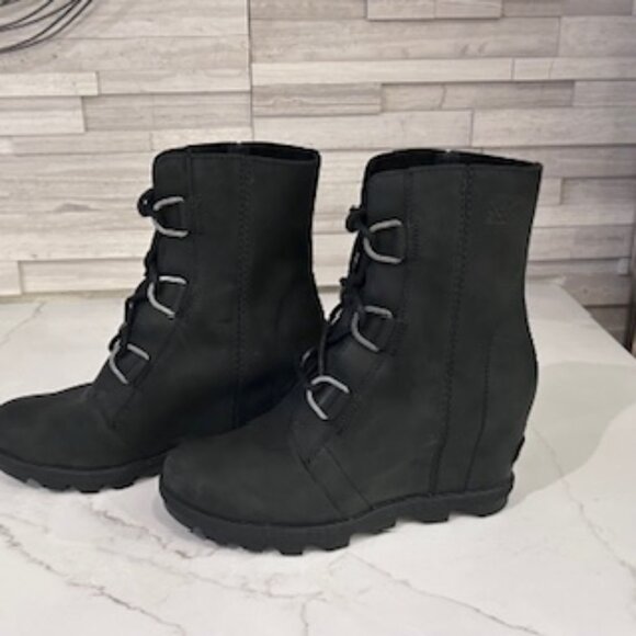 Sorel Leather Lace Up Wedge Boots - Picture 2 of 5